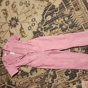 Pink denim jumpsuit